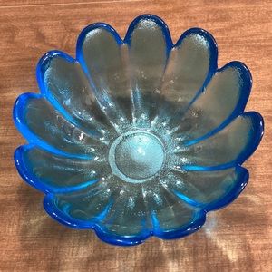 Indiana Glass Blue Lotus Serving Dish Large